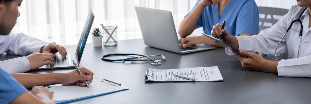 Clinical coder reviewing an encounter note on screen