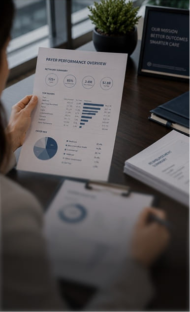Payer analyst reviewing a network report