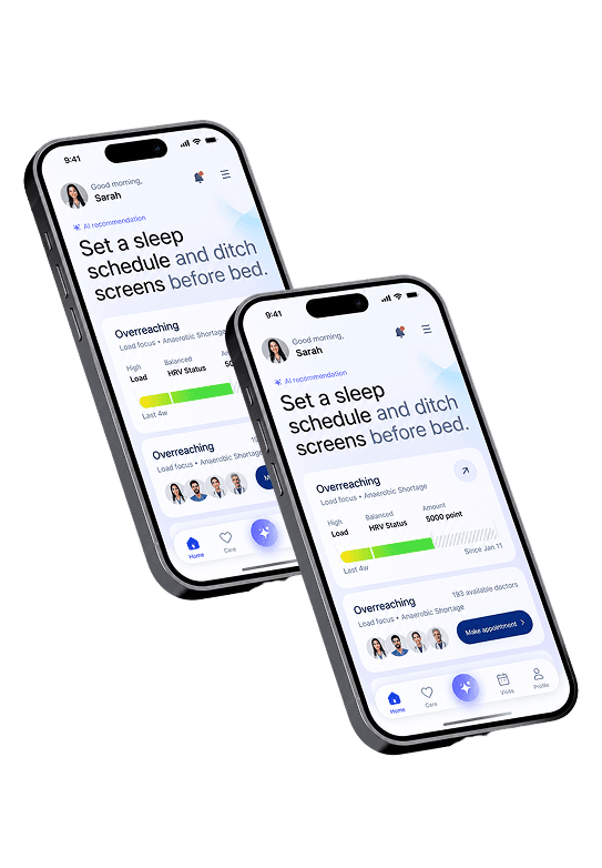 Updated patient wellness app on two phones
